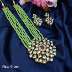 Unique Kundan Long Potla Necklace Set | Gold Plated Pendent With Earrings Jewellery