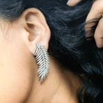 Silver Look Like Oxidised Leaf Design Stud Earrings For Girls