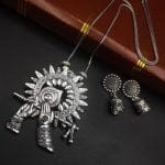Lord krishna Special Flute Pendent Oxidised Necklace With Jhumka
