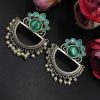Oxidised-Silver-Look-aLike-Jewelry-Chandbali-Earrings-Monalisa-Stone