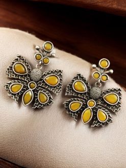 Premium Quality Butterfly Earrings with Silver Replica Stone Studs