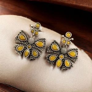 Premium Quality Butterfly Earrings with Silver Replica Stone Studs