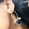 Silver Replica Handmade Design Monalisa Stone Work Stud Earrings