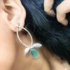 Silver Replica Handmade Design Monalisa Stone Work Stud Earrings