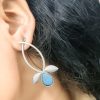 Silver Replica Handmade Design Monalisa Stone Work Stud Earrings