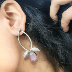 Silver Replica Handmade Design Monalisa Stone Work Stud Earrings