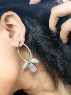 Silver Replica Handmade Design Monalisa Stone Work Stud Earrings