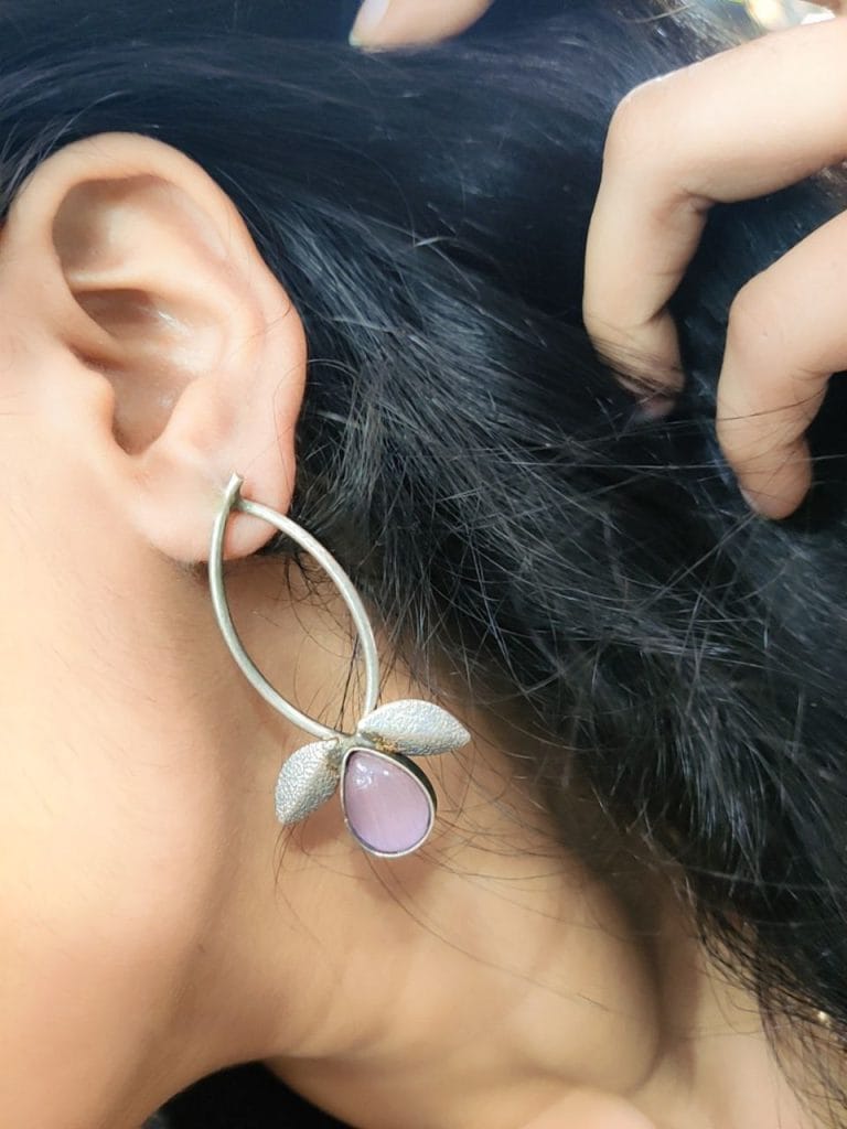 Affordable Silver Replica Handmade Design Monalisa Stone Earrings