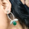 Silver Replica Handmade Design Monalisa Stone Work Stud Earrings