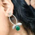 Affordable Silver Replica Handmade Design Monalisa Stone Earrings - "Green"
