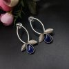 Silver Replica Handmade Design Monalisa Stone Work Stud Earrings