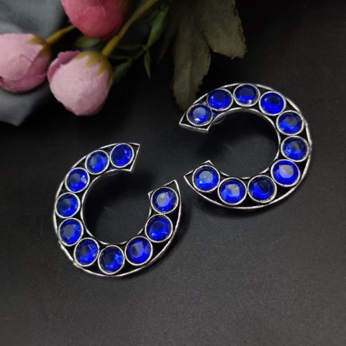 Premium Iconic Look Stone Work Oxidised Stud Earrings For Girls - Image 6