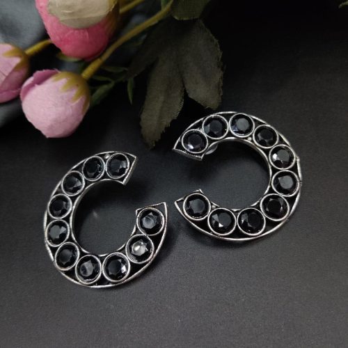 Premium Iconic Look Stone Work Oxidised Stud Earrings For Girls - Image 10