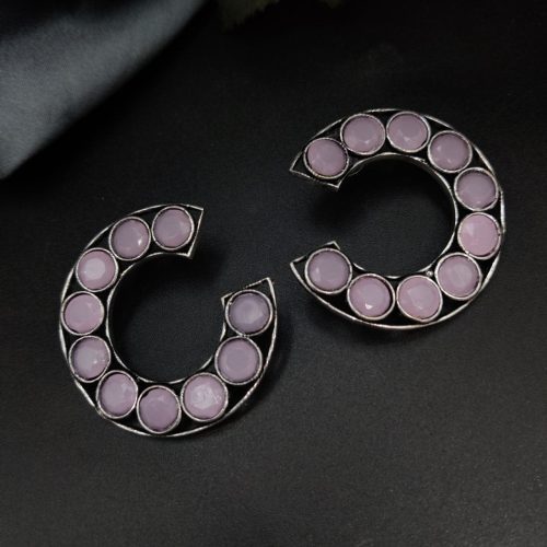 Premium Iconic Look Stone Work Oxidised Stud Earrings For Girls - Image 11
