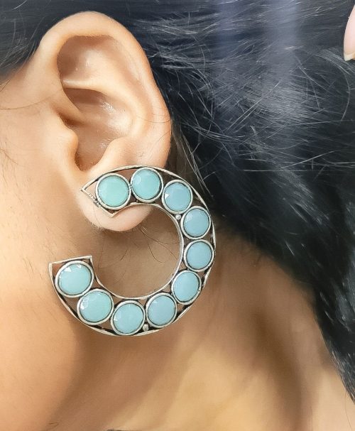 Premium Iconic Look Stone Work Oxidised Stud Earrings For Girls