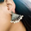 Silver Look Like Tringle-Earrings