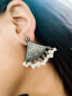 Silver Look Like Tringle-Earrings