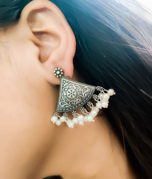 Silver Look Like Tringle-Earrings