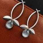 Affordable Silver Replica Handmade Design Monalisa Stone Earrings - "Grey"