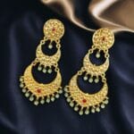 Gold Plated Beautiful Chandbali Stud Dangler Earrings with Stone Work - "Mint"