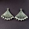 Antique Silver Look Like Designer Tringle Floral Art Stud Earrings For Girls 7 Silver Look Like Tringle-Earrings