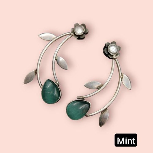 Hand Made Earrings | Best Silver Replica Drop Shape Monalisa Stone Stud - Image 7