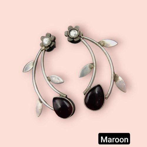 Hand Made Earrings | Best Silver Replica Drop Shape Monalisa Stone Stud - Image 9
