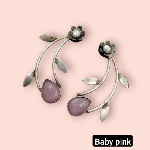Hand Made Earrings | Best Silver Replica Drop Shape Monalisa Stone Stud - Image 5