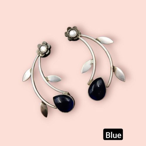 Hand Made Earrings | Best Silver Replica Drop Shape Monalisa Stone Stud - Image 11