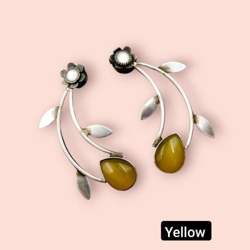 Hand Made Earrings | Best Silver Replica Drop Shape Monalisa Stone Stud - Image 13