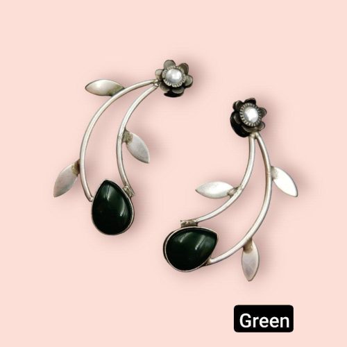 Hand Made Earrings | Best Silver Replica Drop Shape Monalisa Stone Stud - Image 15