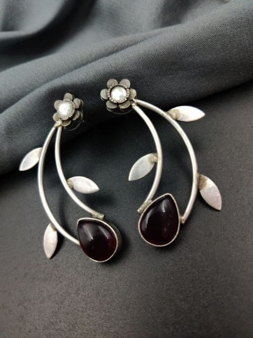 Hand Made Earrings | Best Silver Replica Drop Shape Monalisa Stone Stud - Image 8