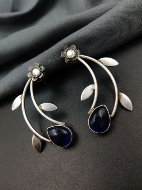 Hand Made Earrings | Best Silver Replica Drop Shape Monalisa Stone Stud - Image 10