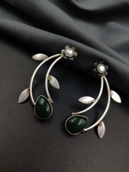 Hand Made Earrings | Best Silver Replica Drop Shape Monalisa Stone Stud - Image 14