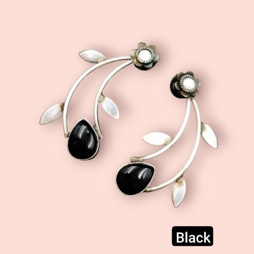 Hand Made Earrings | Best Silver Replica Drop Shape Monalisa Stone Stud - Image 22