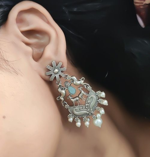 Silver Replica Designer Deer Style Stud Earrings for Girls (Silver Look Like Earrings) - Image 2