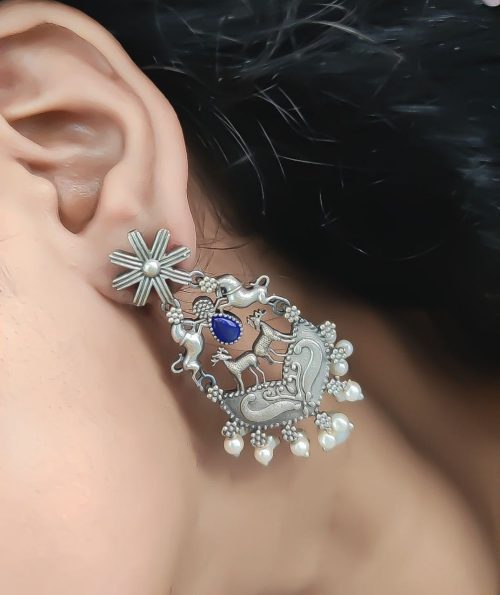 Silver Replica Designer Deer Style Stud Earrings for Girls (Silver Look Like Earrings) - Image 4