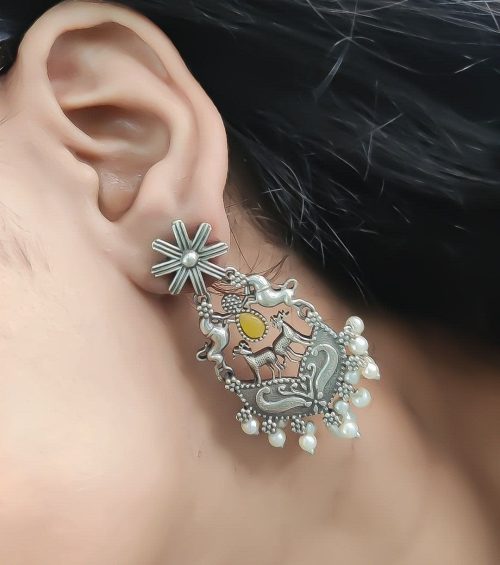 Silver Replica Designer Deer Style Stud Earrings for Girls (Silver Look Like Earrings) - Image 12