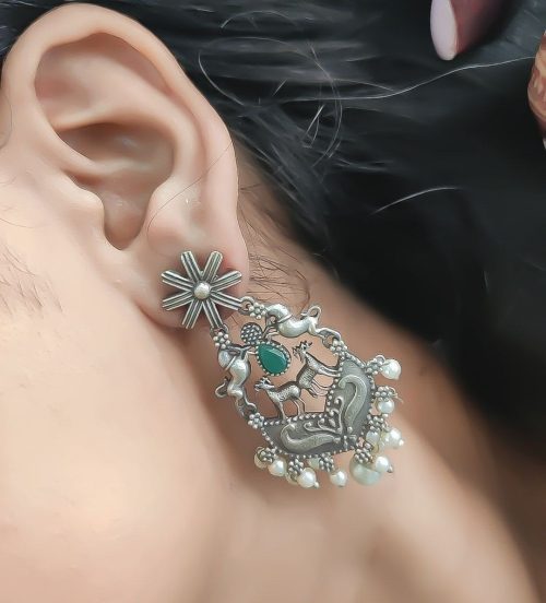 Silver Replica Designer Deer Style Stud Earrings for Girls (Silver Look Like Earrings) - Image 14