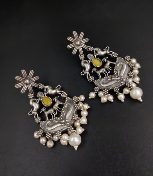 Silver Replica Designer Deer Style Stud Earrings for Girls (Silver Look Like Earrings) - Image 13