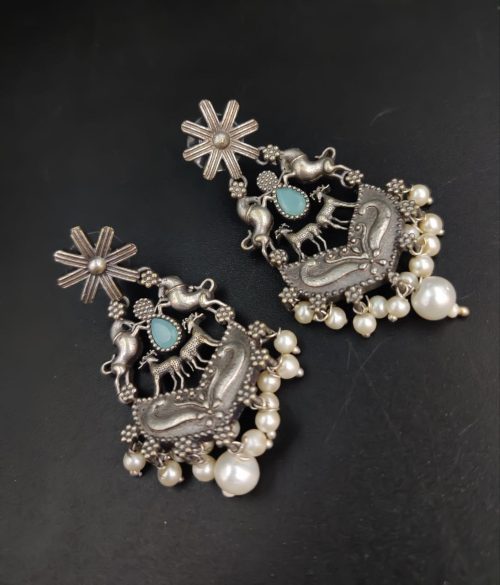 Silver Replica Designer Deer Style Stud Earrings for Girls (Silver Look Like Earrings) - Image 3