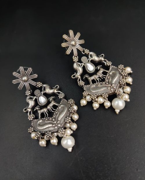 Silver Replica Designer Deer Style Stud Earrings for Girls (Silver Look Like Earrings) - Image 11
