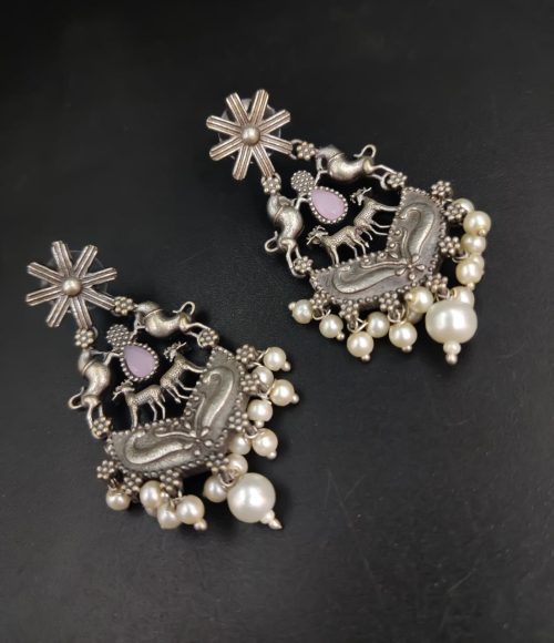 Silver Replica Designer Deer Style Stud Earrings for Girls (Silver Look Like Earrings) - Image 17