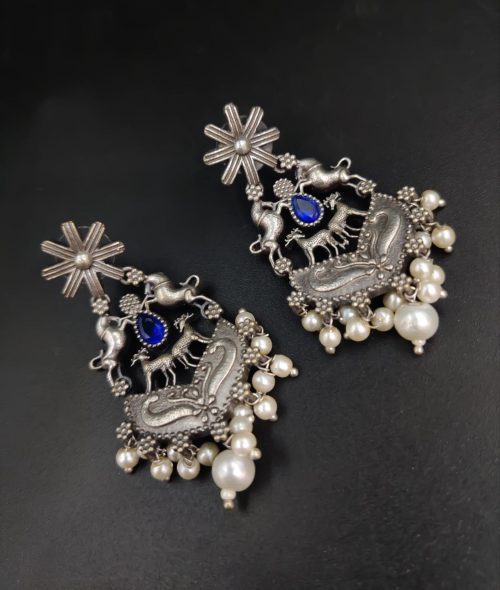 Silver Replica Designer Deer Style Stud Earrings for Girls (Silver Look Like Earrings) - Image 5