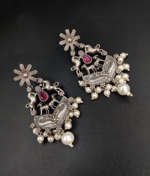 Silver Replica Designer Deer Style Stud Earrings for Girls (Silver Look Like Earrings) - Image 7
