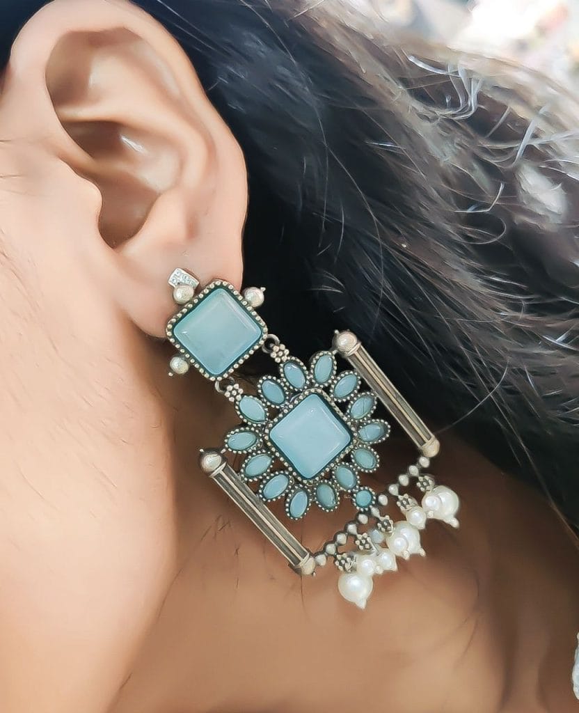 Joban Fashion Silver Replica Monalisa Stone Stud Earring