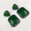 Premium Quality Silver Replica Square Monalisa Stone Stud Earrings