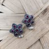 Silver Replica Stud Earrings With Pearl & Stone Work