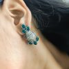 Silver flower pot earrings inspired by Kalash culture, crafted with intricate silver detailing.