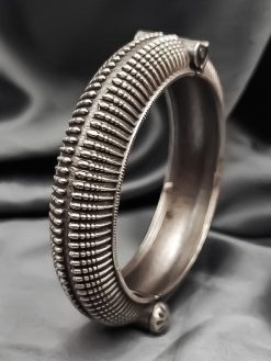 Silver Replica Oxidised Openable Kada Bangle For Girls